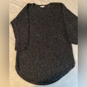 New York & Company Black Shimmer V-Neck Sweater